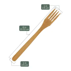 Bamboomn 955114917659 Solid Bamboo Dinner Fork 8 Inch - All Natural Reusable Dinnerware 30 Pcs #2