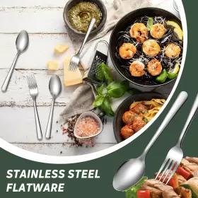 Hee-bbto-134 Bbto 100 Pcs Forks And Spoons Silverware Set Bulk Stainless Steel Flatware Cutlery Se #3