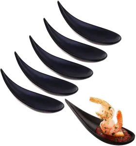 43235-111951 Beautylfier Beautyflier Pack Of 6 Melamine Black Tear Drop Appetizer Plates Dessert Tasti