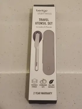 Bentgo 817387024402 Stainless Travel Utensil Set Reusable 3piece Silverware With Case New