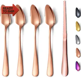 T88wsr-sk-5p Bergland Homquen Rose Gold Grapefruit Spoons 5 Pieces Set 4 Stainless Steel