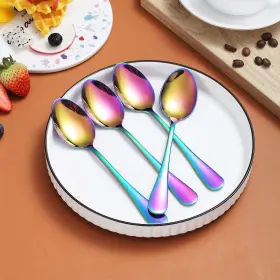 Berglander 445014911912 Rainbow Teaspoons 6.5 Inch Set Of 4 Stainless Steel Titanium Plating Shi #2