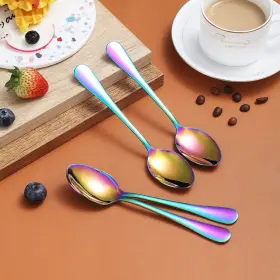 Berglander 445014911912 Rainbow Teaspoons 6.5 Inch Set Of 4 Stainless Steel Titanium Plating Shi #3