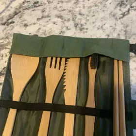 Bewbow 080101336604 Bamboo Utensils Cutlery Set Reusable Travel Eco-friendly #2