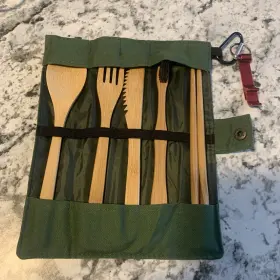 Bewbow 080101336604 Bamboo Utensils Cutlery Set Reusable Travel Eco-friendly
