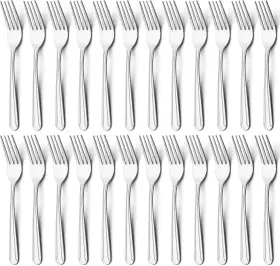 Bewos 445004469485 24 Pieces Dinner Forks Set 8.2-inch Stainless Steel Silverware Fla
