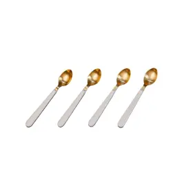 Bidk Home 31022 Set Of 4 Cocktail Spoons With White Resin Handles In Giftbox - Gold And