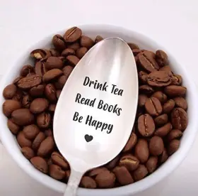 Bigevents20 653854269071 Drink Tea Read Books Be Happy Spoon Engraved Gift Funny Spoons Fo