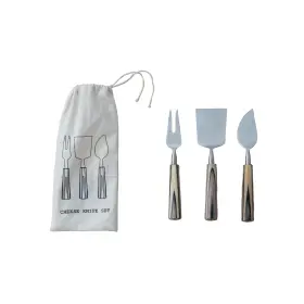 Ah3459 Bloomingville Natural/black 3-piece Stainless Steel And Mango Wood Cheese Servers Medium
