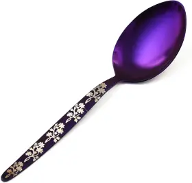 Bnz-sp009 Bnazind Kunz Purple Spoon 18/10 Stainless Steel Titanium Shiny Basting 9 Inche