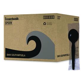 Boardwalk 749507978404 Heavyweight Polystyrene Cutlery Soup Spoon Black 1000/carton