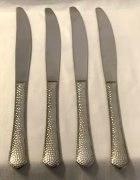 S1212 Bon Chef Reflections Hammered Stainless Steel European Size Dinner Knife 4 Piece #2