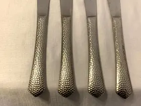 S1212 Bon Chef Reflections Hammered Stainless Steel European Size Dinner Knife 4 Piece #3