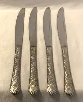 S1212 Bon Chef Reflections Hammered Stainless Steel European Size Dinner Knife 4 Piece