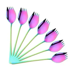 A069a Bootlion Sporks 2 In 1 Spoons Forks 7 Pieces Mix Color Stainless Steel Reusable Metal