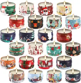Piu-113 Brand Grcdoyvl 24 Pack Christmas Scented Candles Mini Soy Jar Set Holiday Decor Gift