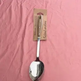 82310-82311 Brandani Stainless Steel And Wood Serving Spoon Contemporary Style 12in