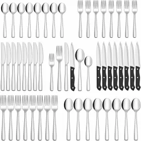 B0byyjt Branded 48 Pcs Silverware Set For 8 Stainless Steel Flatware Cutlery Utensil Kitchen New