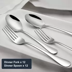 H24sp-428 Branded01 24-piece Forks And Spoons Silverware Set Food Grade Stainless Steel Flatware Cu #3
