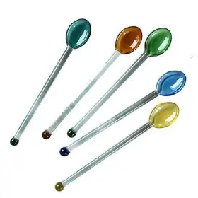 Brandname 616814001548 Kyien 5 Pieces Heat Resistant Glass Spoons 5inch Colorful Stirring For Sa