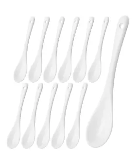 Brew To A Tea 850024315594 Btat Porcelain Spoons Set Of 12 White Ceramic Espresso Small