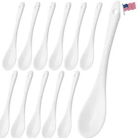 Brew To A Tea B0bwjkmf4y Set Of 12 White Porcelain Espresso Spoons Ceramic Dessert 5 Inch