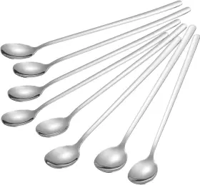 Briout 445024911964 8-piece 9-inch Long Handle Iced Tea And Cocktail Stirring Spoons Stainless Steel