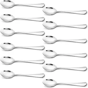 Briout 705353025259 Teaspoons Set Of 12 6.7 Inches Spoons Silverware Premium Food Grade Stainless