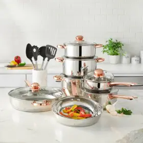 Brylanehome 878201005045 18 Piece Copper Accent Stainless Set -