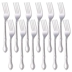 Buy&use 355156955012 Dinner Fork Salad Dessert Forks Rose Pattern 12 Pieces Silver Stainless Stee