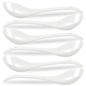 Py0109cf Buyajuju Porcelain Mini Size Ladles 9 Inch Large Soup Spoons 6 Pieces Premium White