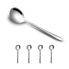 2c278d-silver4 Buyer Star 4-piece Heavyweight Stainless Steel Soup Spoons Set Dishwasher Safe