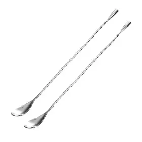 Bwesoo 792483805707 Stainless Steel Mixing Spoons 12 Inch Long Handle Spiral Cocktail Stirrer 2 Pc
