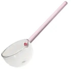 Callaron Epa21066pm18why Glass Serving Ladle Soup Spoon Novelty Dessert Pink Handle Clear S P