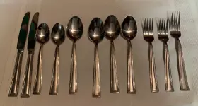 000052 Cambridge Inch Kaitlyn 12 Pc Stainless Steele Silverware Flatware Mixed Lot #2