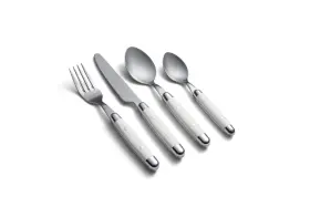 07616cbwd32r Cambridge 16 Piece White Flatware Set Stainless Steel And Plastic Dishwasher Safe