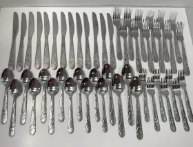 11245625 Cambridge Zehira Frost Shiny Vine Leaf Lot Of Flatware 48 Silverware