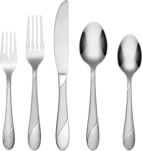 326j2h9bh26ds Cambridge Swirl Sand 89-piece Flatware Set Silver