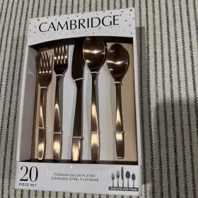 507020cwg12r Cambridge Silversmiths Averie Satin Copper 20-pc Flatware Set For 4 New Nib