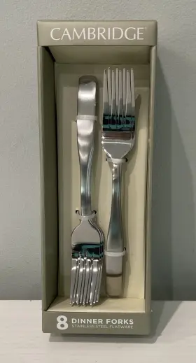 Cambridge 719978263965 New Madison Set Of 8 Dinner Forks Satin Stainless Steel Flatware