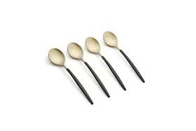 Cambridge 719978850219 Gaze Black And Champagne Demi Spoon Set Of 4 -tone Satin