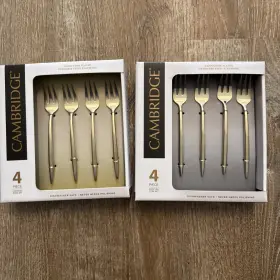 Cambridge 719978850233 Cocktail Forks Set Of 8 Champagne Plated Stainless Steel Flatware