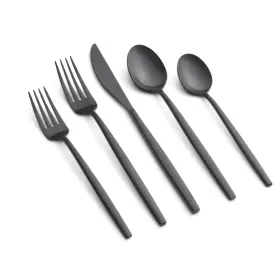 Cambridge 719978852275 Black Satin Kiki Piece Flatware Set 20 Count