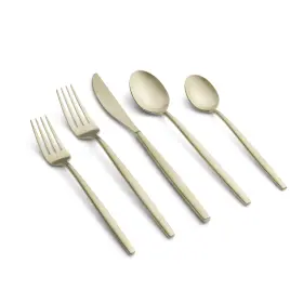 Cambridge 719978852282 Champagne Satin Kiki Piece Flatware Set 20 Count