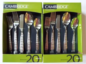 Cambridge 719978965623 Set Of 2 Silversmiths Mosaic Sand 20 Piece Flatware Service For 4