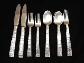Cbs105 Cambridge Aztec Zig-zag Stainless Flatware Lot Of 20 Pieces