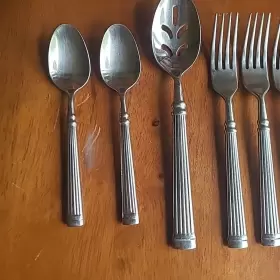 Cbs124 Cambridge Stainless Flatware Ribbed Heavy Dinner Forks Spoons Lot #3