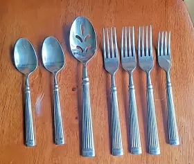 Cbs124 Cambridge Stainless Flatware Ribbed Heavy Dinner Forks Spoons Lot