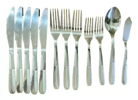 Cbs176 Cambridge Stainless Forks Spoon Knives Frosted Glossy Blocks Lot Of 12