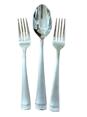 Cbs223 Cambridge Stainless Salad Forks Soup Spoon Satin Textured Tip Lot Of 3